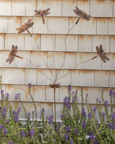 Flamed Whimsy Dragonfly Flutterer Garden Stake