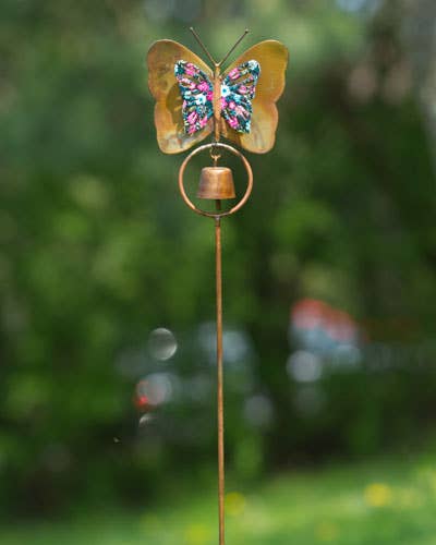 Multicolor Floral Butterfly Garden Stake